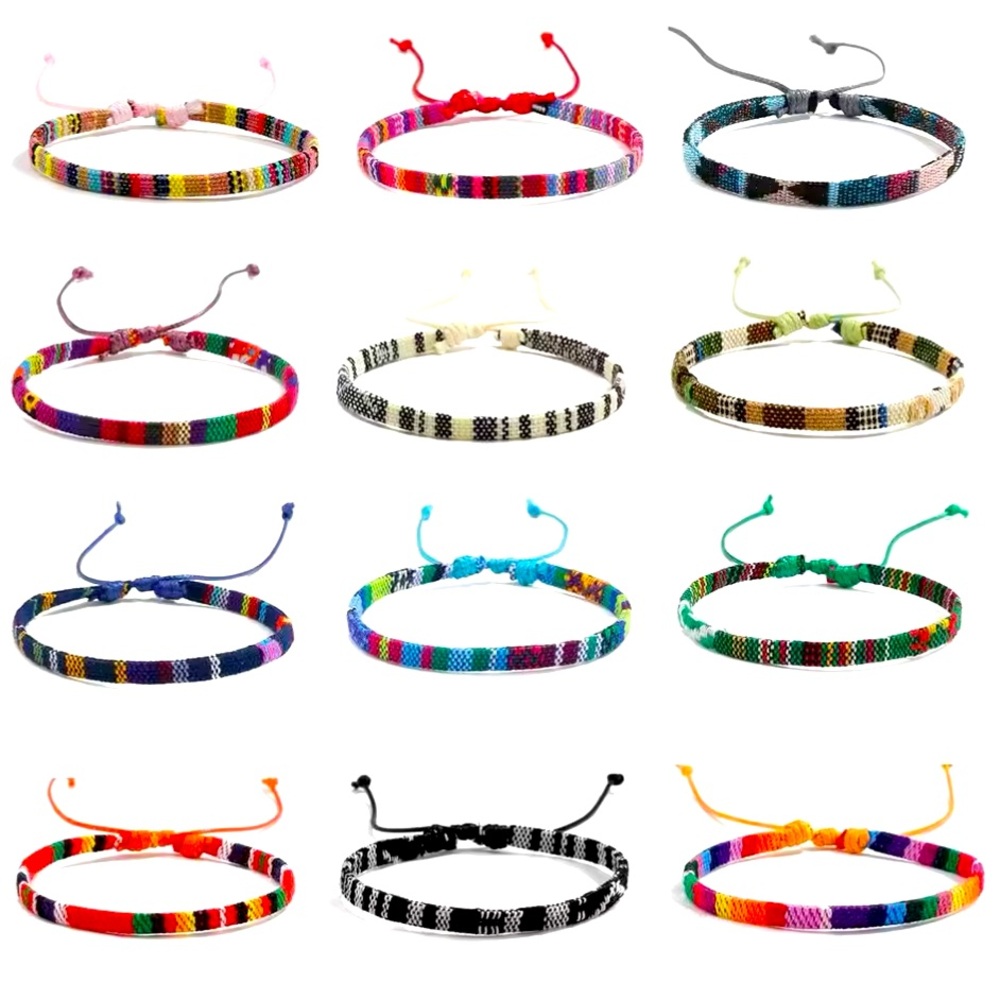 12 Colorful Woven Friendship Bracelets - Picture 4 of 5
